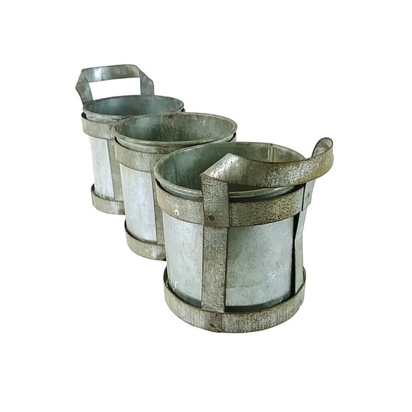 Planter Storage Office Desk Caddy Galvanized Metal Vintage Farmhouse Decor - Picture 3 of 7